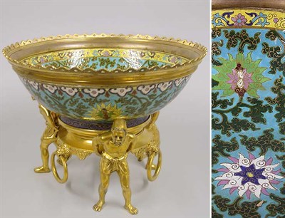 Lot 377 - Chinese Gilt-Bronze Mounted Cloisonne Bowl...