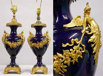 Lot 221 - Pair of Sevres Style Gilt-Bronze Mounted...