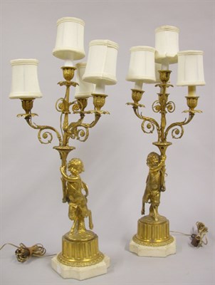 Lot 279 - Pair of Louis XVI Style Gilt-Bronze Figural...