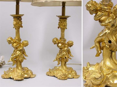 Lot 352 - Pair of Louis XV Style Gilt-Bronze Figural...