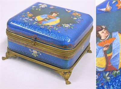 Lot 379 - Continental Enamel Decorated Cased Glass Hinge...