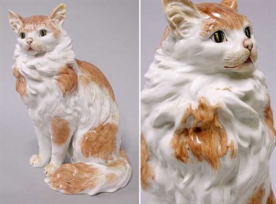 Lot 259 - Dresden Porcelain Cat Height 13 1/2 inches.