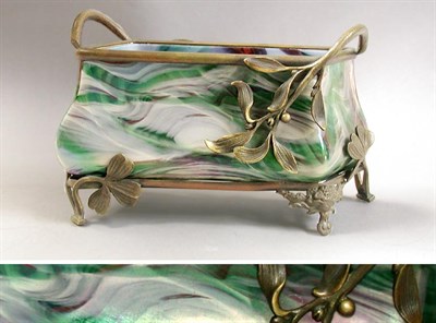 Lot 745 - Bohemian Bronze Mounted Iridescent Slag Glass...
