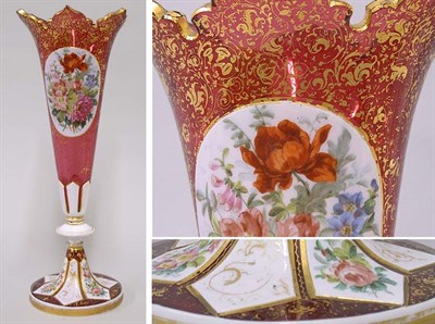 Lot 385 - Bohemian White Cut to Cranberry Glass Enamel...
