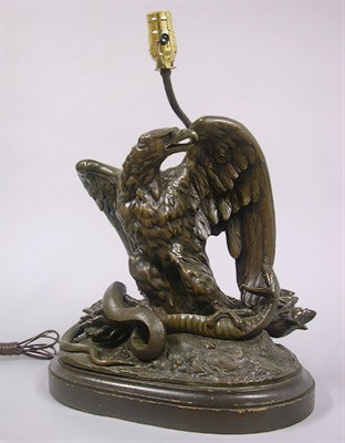 Lot 665 - Bronze Figure of an Eagle Attacking a Serpent...