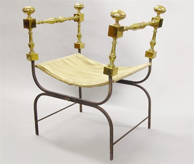 Lot 265 - Continental Brass and Wrought Iron Savonarola...