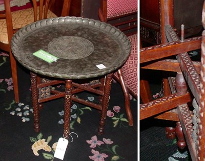 Lot 170 - North African Patinated-Metal Tray on Stand