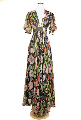 Lot 2100 - Ossie Clark Chiffon Crepe Tulip Print Dress...