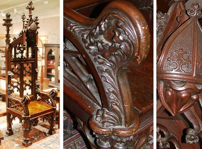 Lot 113A - Gothic Revival Mahogany Throne Chair Made for...