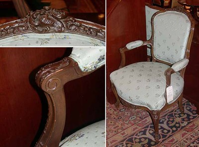 Lot 387 - Pair of Louis XV Style Upholstered Walnut...