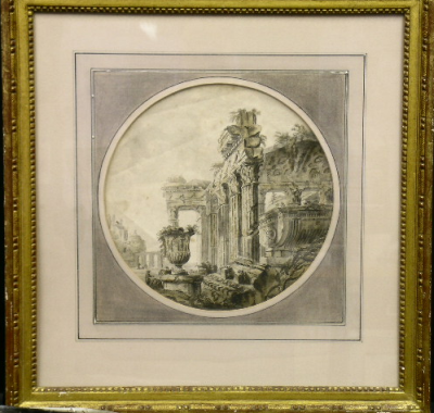 Lot 5 - Follower of Hubert Robert CAPRICCIO OF RUINS...