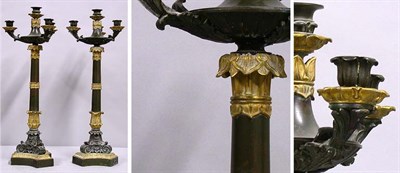 Lot 274 - Pair of Empire Style Gilt and Patinated-Bronze...