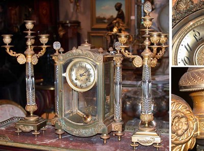 Lot 173 - Empire Style Gilt-Metal and Cut Glass...