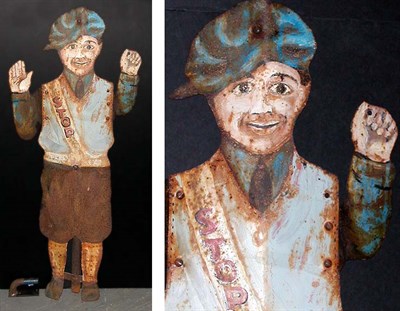 Lot 58 - Painted Metal Sign Depicting a figure of a boy...