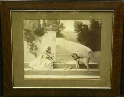 Lot 71 - Artist Unknown [CHILD WITH PUG] Tinted...