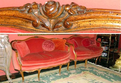 Lot 2220 - Pair of Louis XV Style Upholstered Carved...