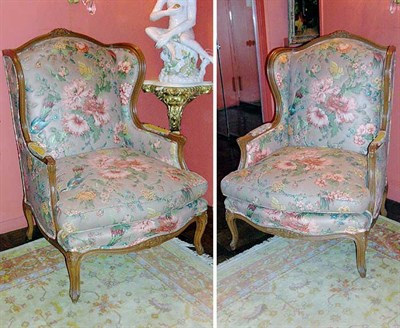 Lot 2157 - Pair of Louis XV Style Upholstered Fruitwood...