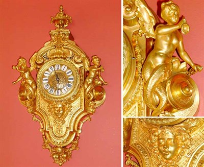 Lot 2179 - Louis XV Style Gilt-Bronze Cartel Clock The...