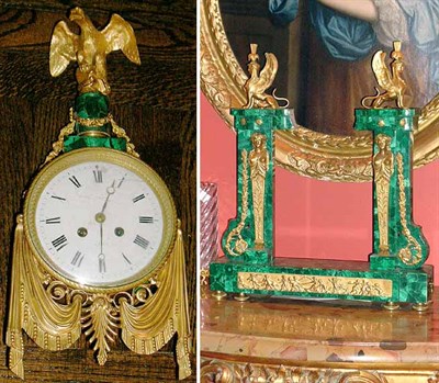 Lot 2214 - Empire Style Malachite and Gilt-Bronze Mantel...