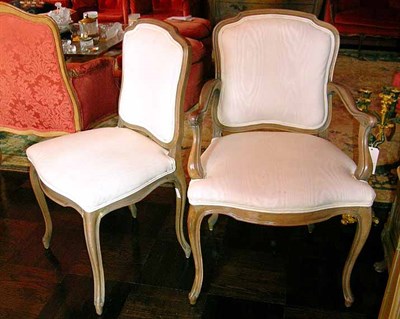 Lot 2126 - Set of Eight Louis XV Style Pecan Finish...