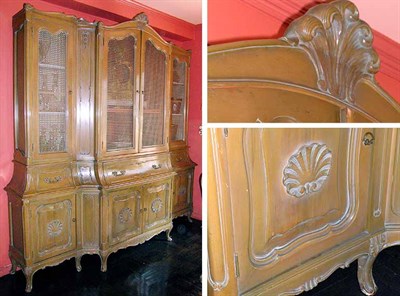 Lot 2148 - Provincial Louis XV Style Pecan Finish Breakfront
