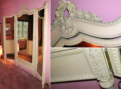 Lot 2208 - Louis XV Style Ivory Painted Three-Panel Mirror