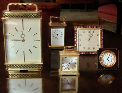 Lot 2209 - Group of Five Clocks Including a brass...
