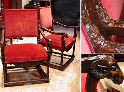 Lot 292 - Pair of Provincial English Oak Armchairs