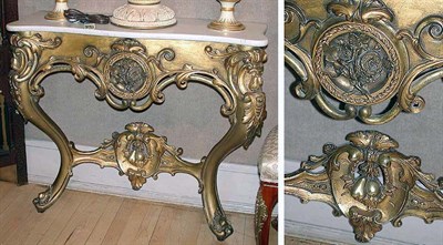 Lot 295 - Louis XV Style Marble Top Gilt Console