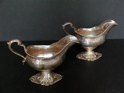 Lot 2163 - Pair of George III Silver Sauceboats Length 9...