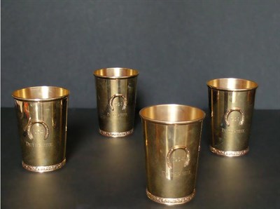 Lot 2185 - Group of Four 14 Kt. Gold Julep Cups Each with...