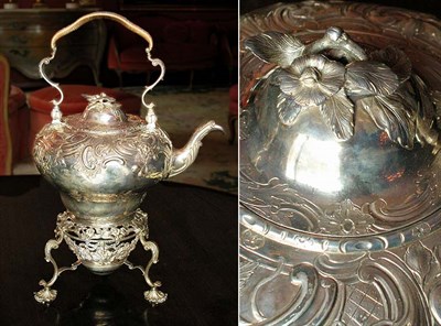 Lot 2173 - George III Silver Kettle on Stand With allover...