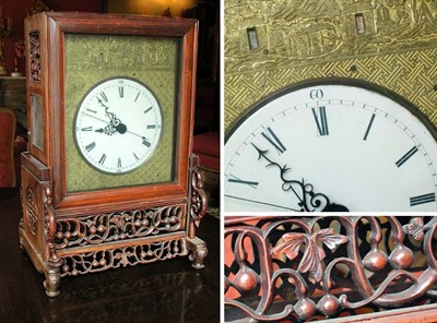 Lot 2202 - Chinese Rosewood Mantel Clock With white...