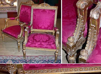 Lot 517 - Pair of Louis XVI Style Upholstered Gilt-Wood...