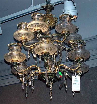 Lot 440 - French Style Gilt-Metal and Drop Crystal...