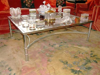 Lot 2120 - Chrome and Glass Rectangular Cocktail Table...