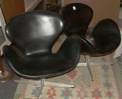 Lot 162 - Pair of Upholstered Aluminum Swan Chairs...