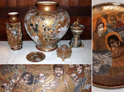 Lot 100 - Group of Satsuma Porcelain Comprising two...
