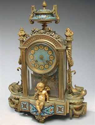 Lot 296 - Louis XVI Style Bronze and Cloisonne Mantel...