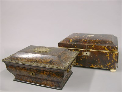 Lot 125 - English Tortoise Shell Sewing Box Length 12...