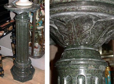 Lot 677 - Green Marble Columnar Pedestal Height 42 1/2...