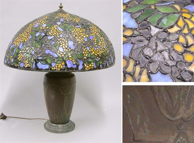 Lot 740 - Art Nouveau Style Leaded Glass Lamp In the...