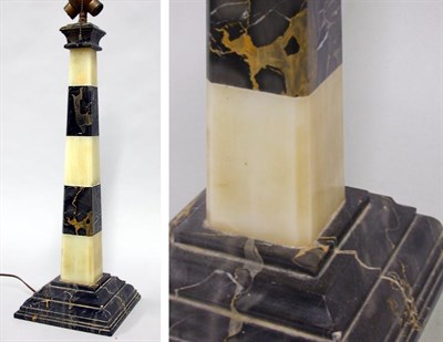 Lot 803 - Black Marble and Alabaster Square Columnar...