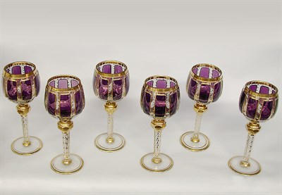 Lot 692 - Group of Six Bohemian Amethyst Cut to Clear...