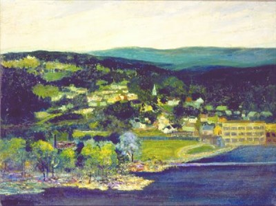Lot 146 - Attributed to Ernst Huber VILLAGE AMID ROLLING...