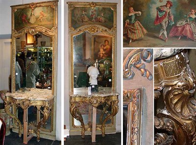 Lot 193 - Pair of Louis XV Style Gilt-Wood Consoles Each...