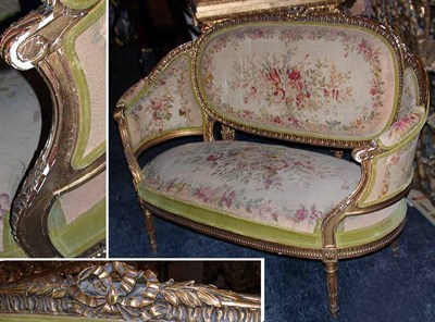Lot 489 - Louis XVI Style Gilt-Wood Canape With Aubusson...