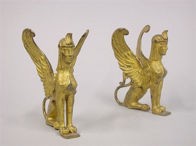 Lot 250 - Pair of Empire Style Gilt-Bronze Sphinxes...
