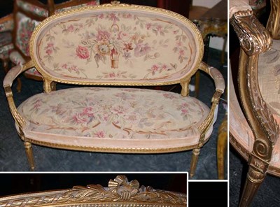 Lot 490 - Louis XVI Style Gilt-Wood Canape With Aubusson...
