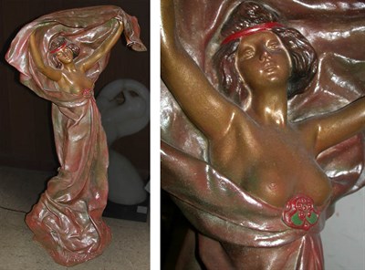 Lot 755 - Art Nouveau Patinated-Metal Figural Lamp...
